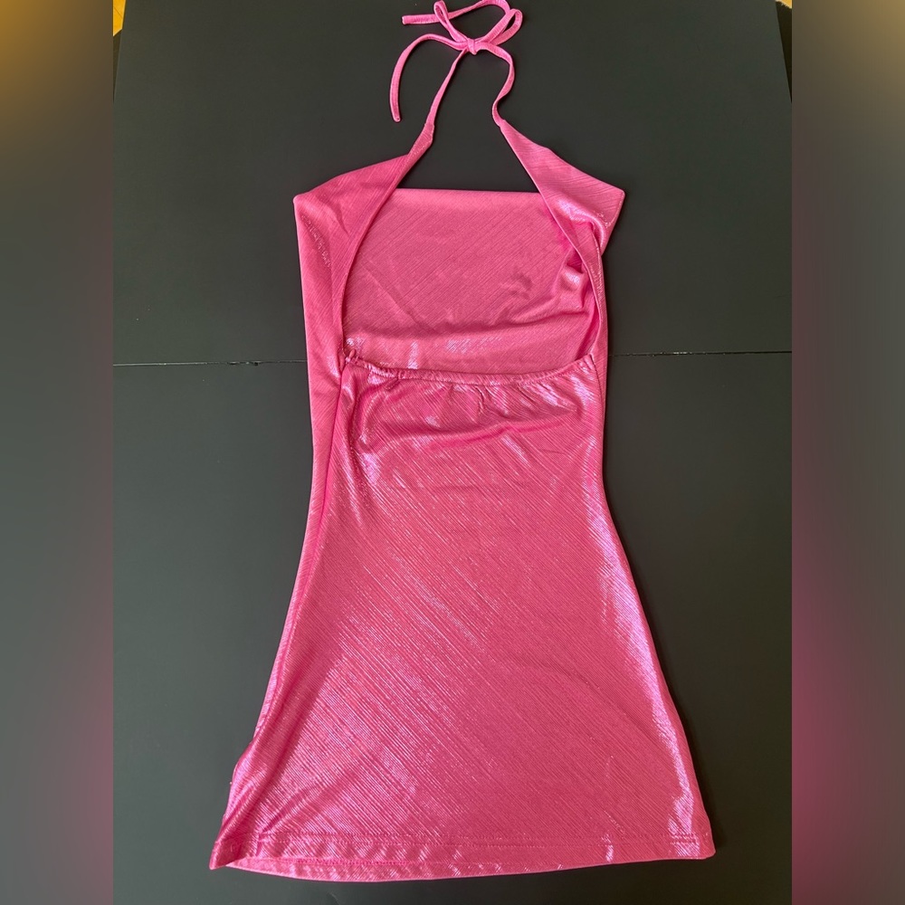 Princess Polly Metallic Hot Pink Cowl Neck Mini Dress - Picture 10 of 15